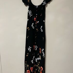 Xhilaration Black Maxi Dress with Floral Print